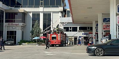Aksaray’da  Petrol istasyonu marketinde yangın paniği!