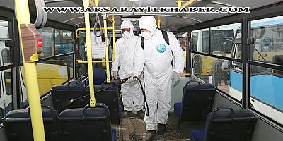 Aksaray’da Toplu Taşıma Araçları Dezenfekte Edildi
